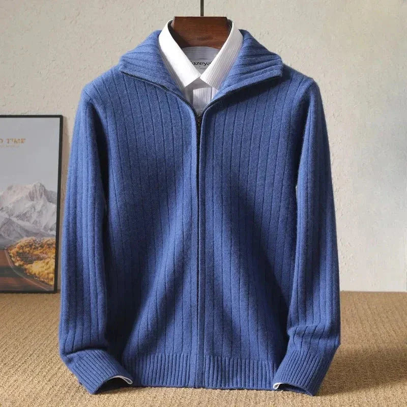 Warm Textured Zipper Wool Sweater