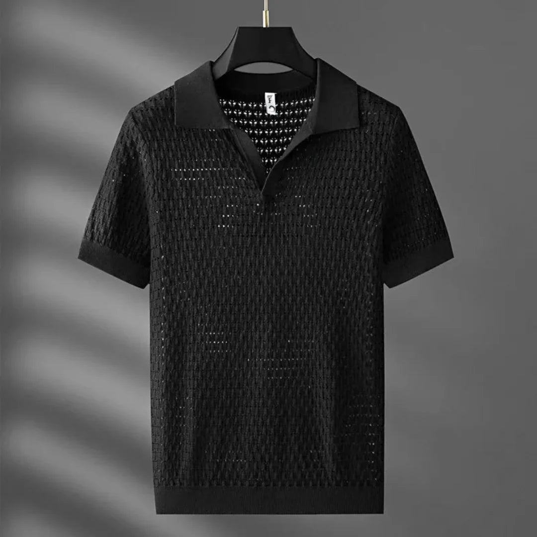 Breathable Mesh Pattern Polo Shirt