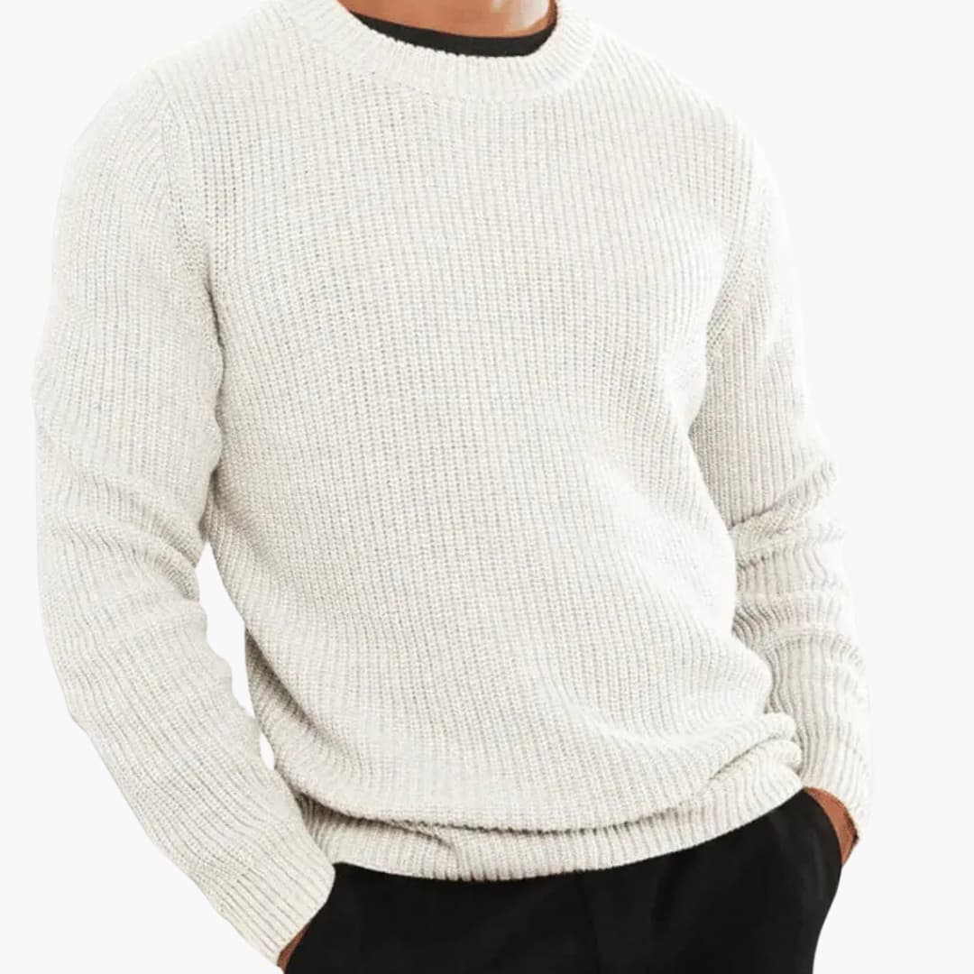Soft Textured Men's Crew Neck Sweater