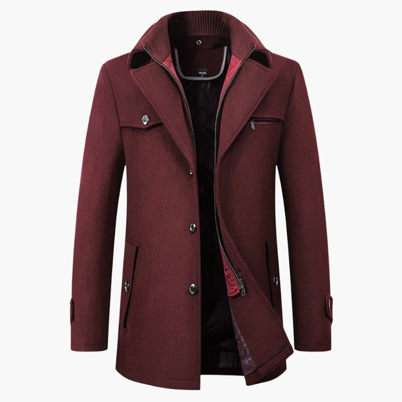 Men's Classic Knee Length Overcoat with Button Front