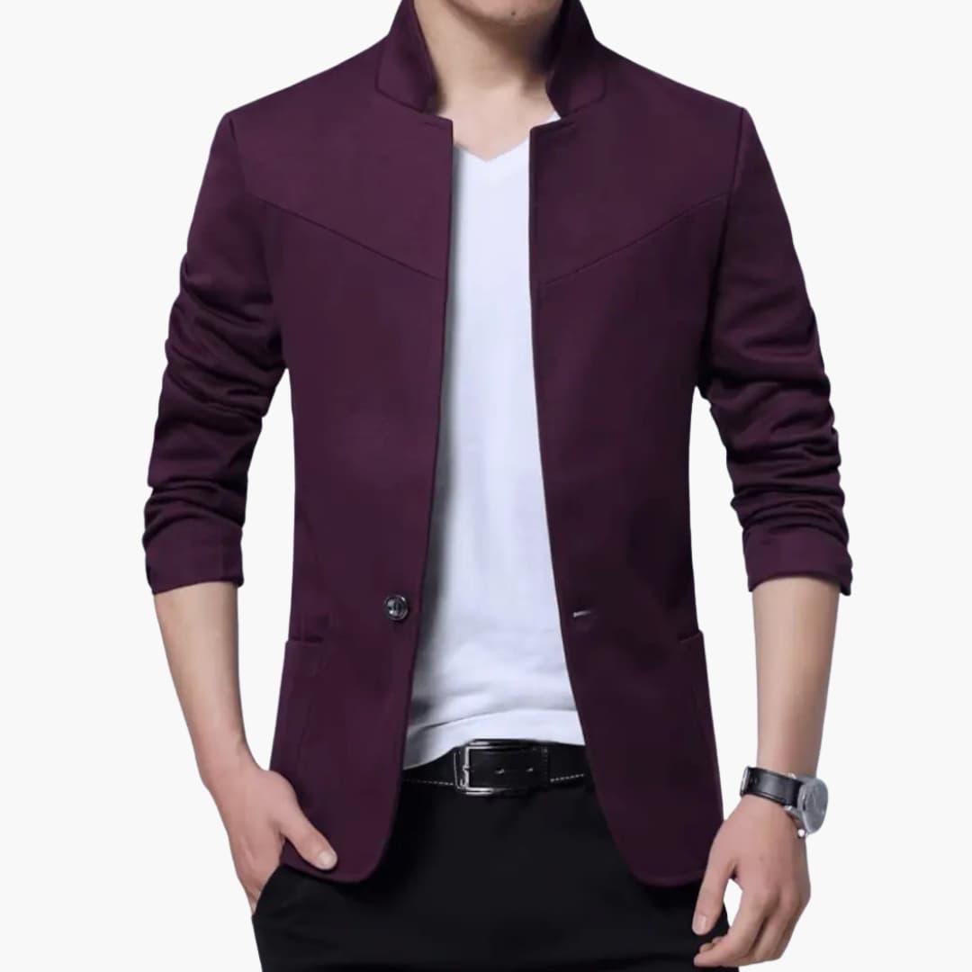 Classic Slim Fit One Button Blazer for Men