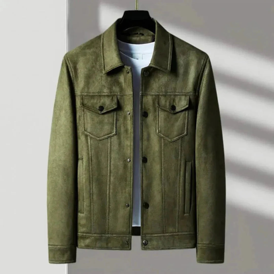 Men's Vintage Leather Button Coat