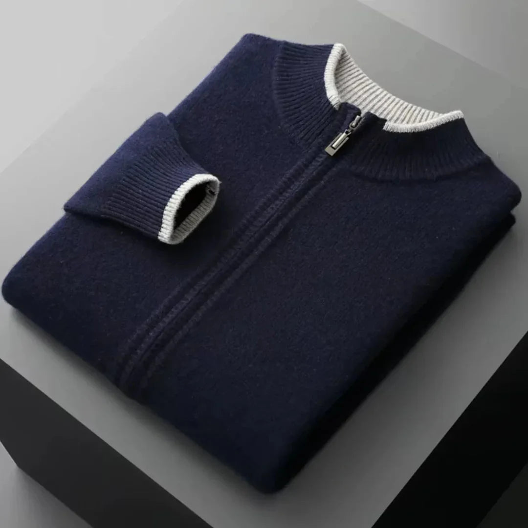 Classic Dual Color Wool Crew Neck Sweater