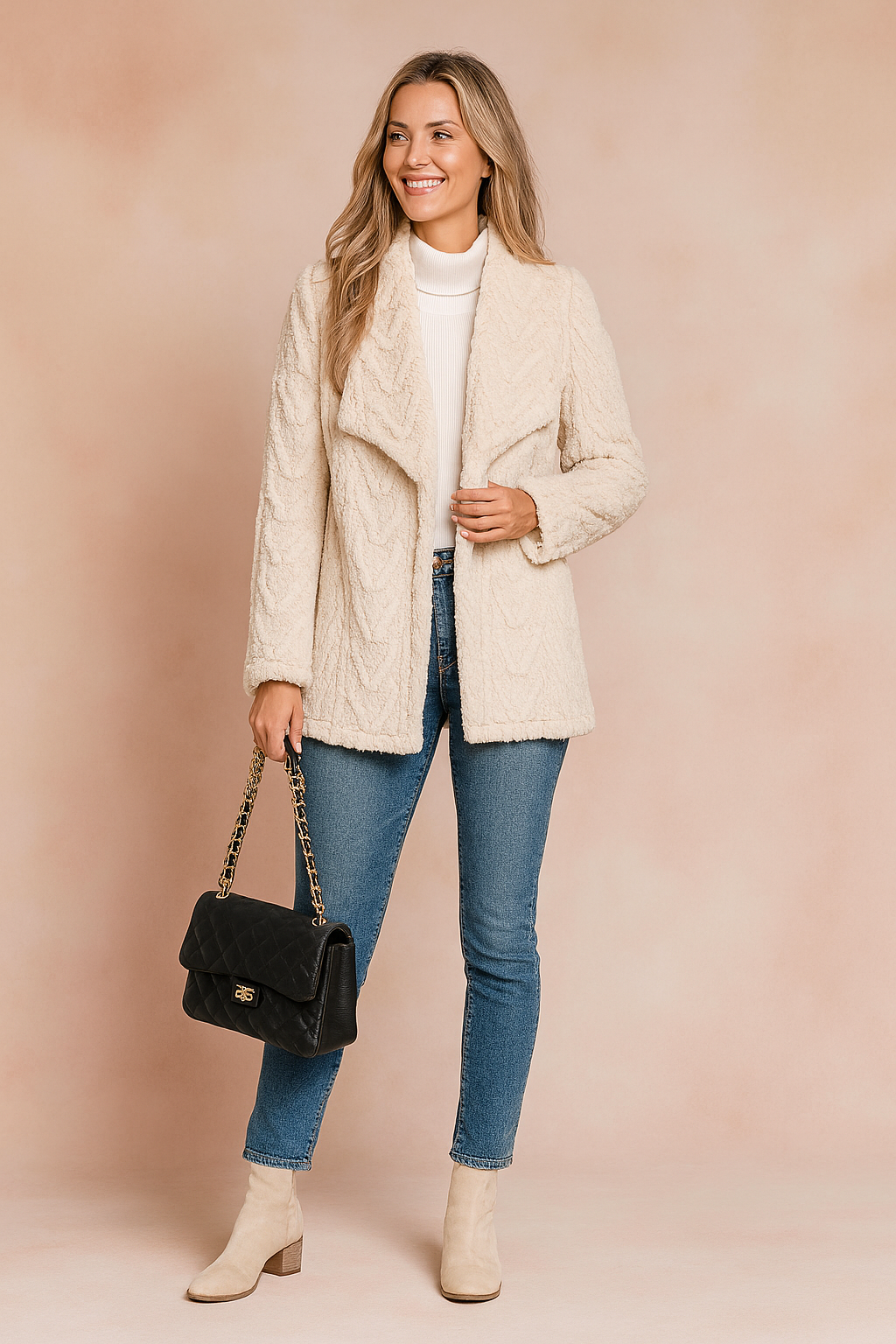 Warm Short Fleece Coat with Plush Lining - Luxicro