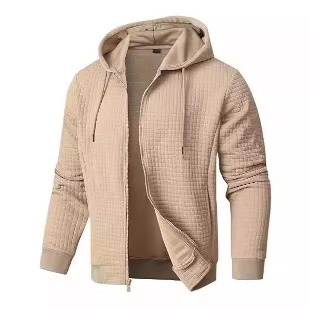Warm Hooded Coat for Men with Zip Pockets