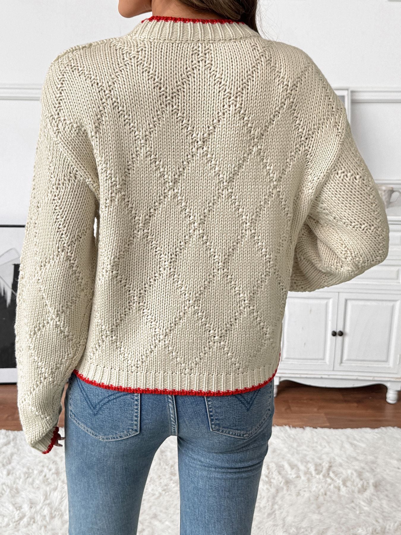 Colorful Fish Print Crew Neck Sweater