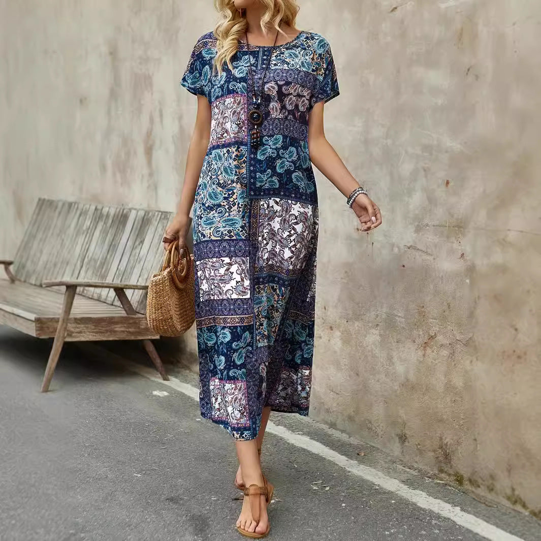 Casual Women's Midi Patchwork Dress - EasyApparels