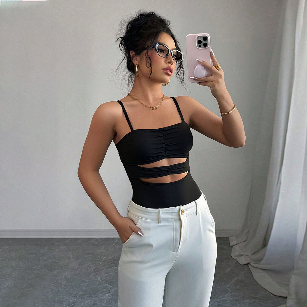 Women's Tank Top - Fitted - Thin Straps - Gathered Bust - EasyApparels