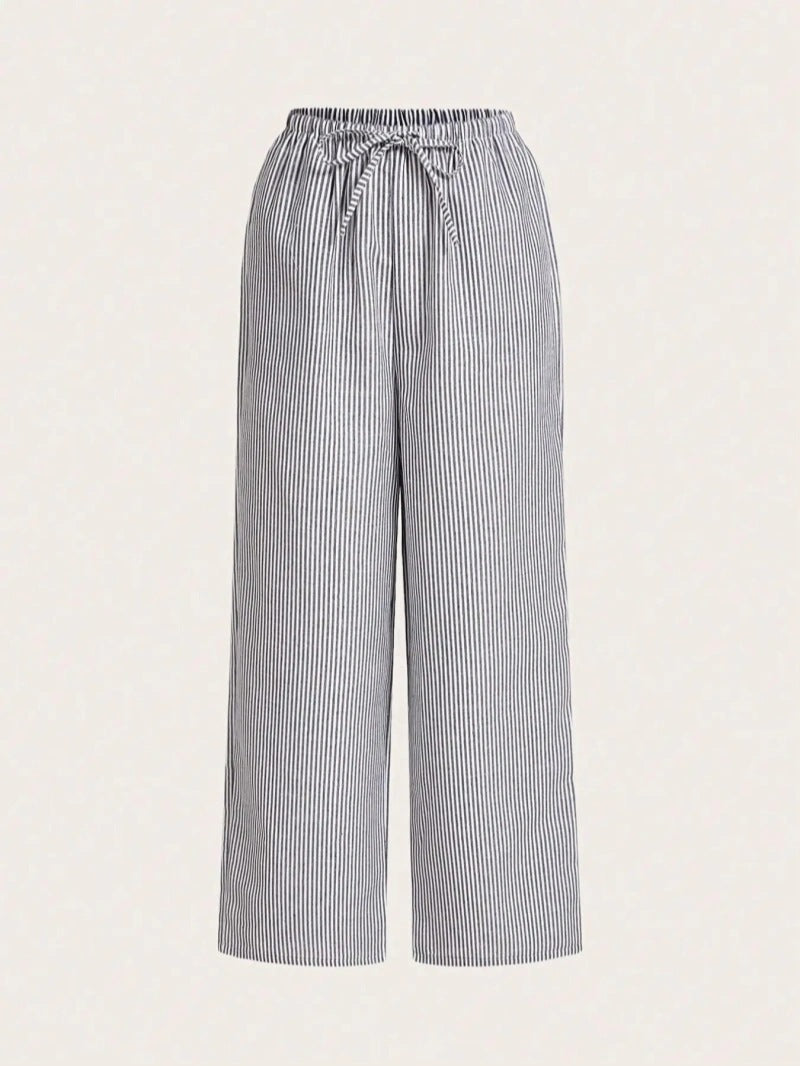 Casual Striped Women's Pants with Elastic Waist