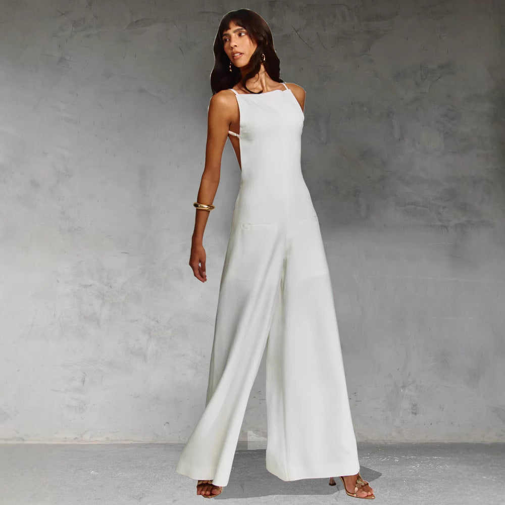 Loose Fit Women's Jumpsuit in Lightweight Natural Fabric