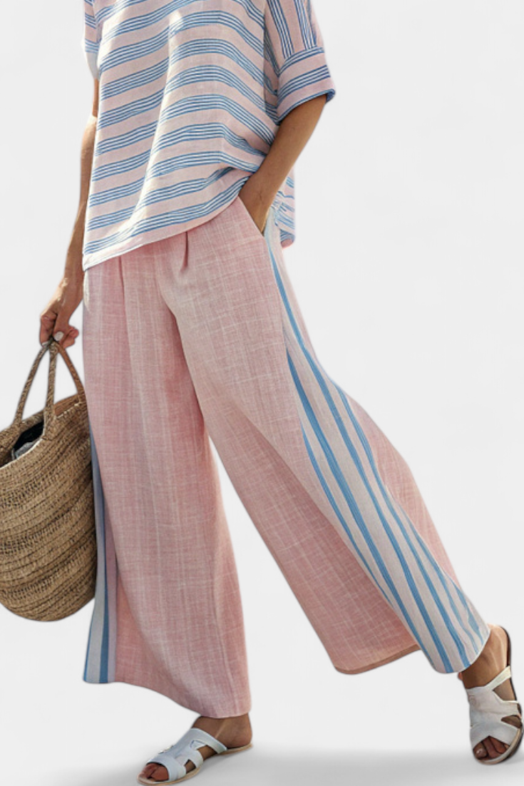 Virella | Chic Pastel Linen Top & Comfortable Trousers