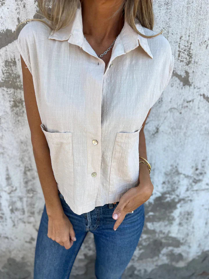 Casual Women's Tank Top with Button Front