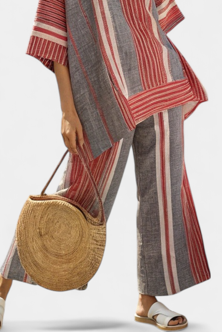 Beautiful Beige Linen Blouse and Flowy Pants