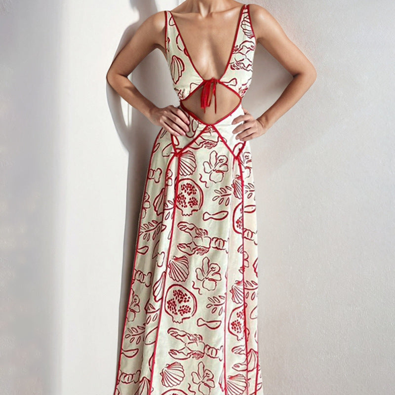 Comfortable V-Neck Maxi Dress with Spaghetti Straps