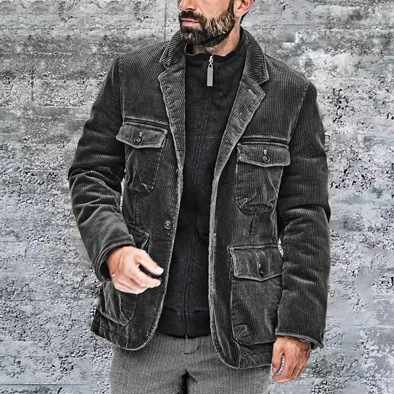 Slim Fit Men's Button Jacket with Pocket