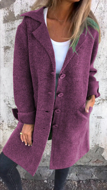 Casual Wool Blend Mid-Length Ladies Coat