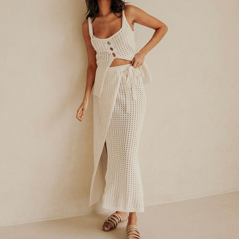 Comfy Summer Outfit - Soft Crop Top Maxi Skirt - EasyApparels