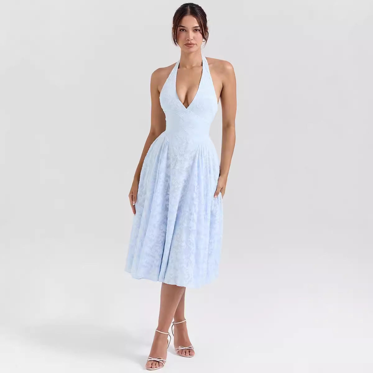 Elegant Women's Satin A-Line Midi Dress - EasyApparels