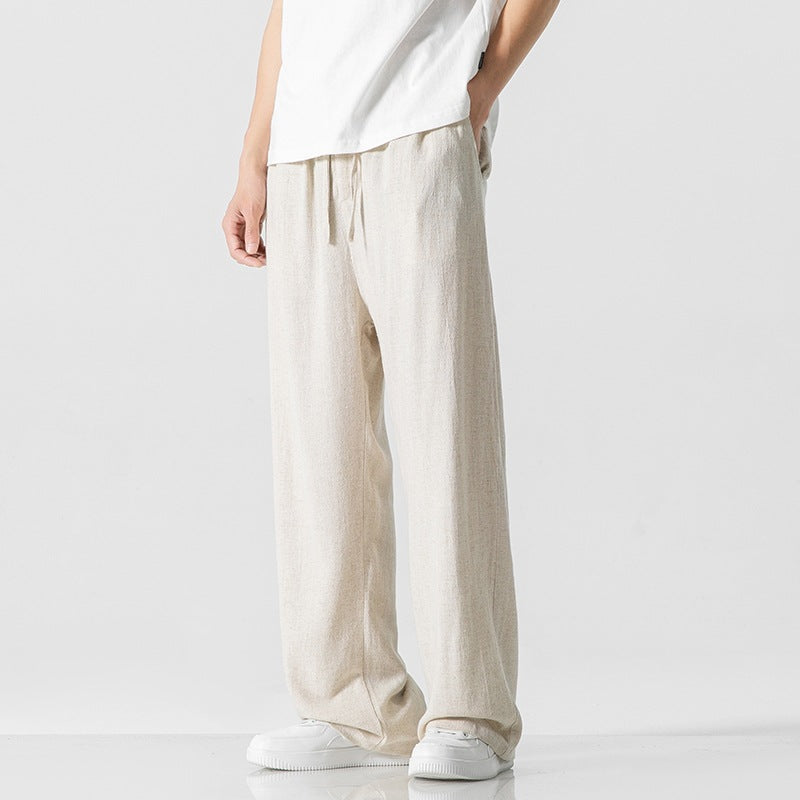 Relaxed Fit Linen Pants with Drawstring Waist