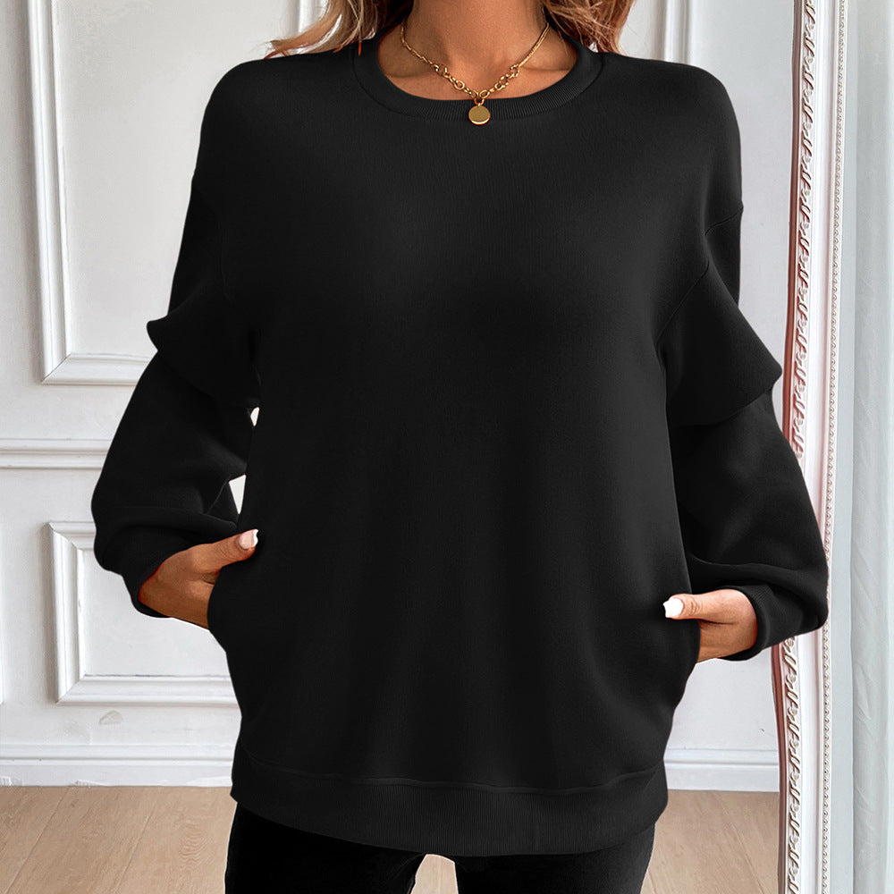 Comfortable Women's Crew Neck Long Sleeve Top