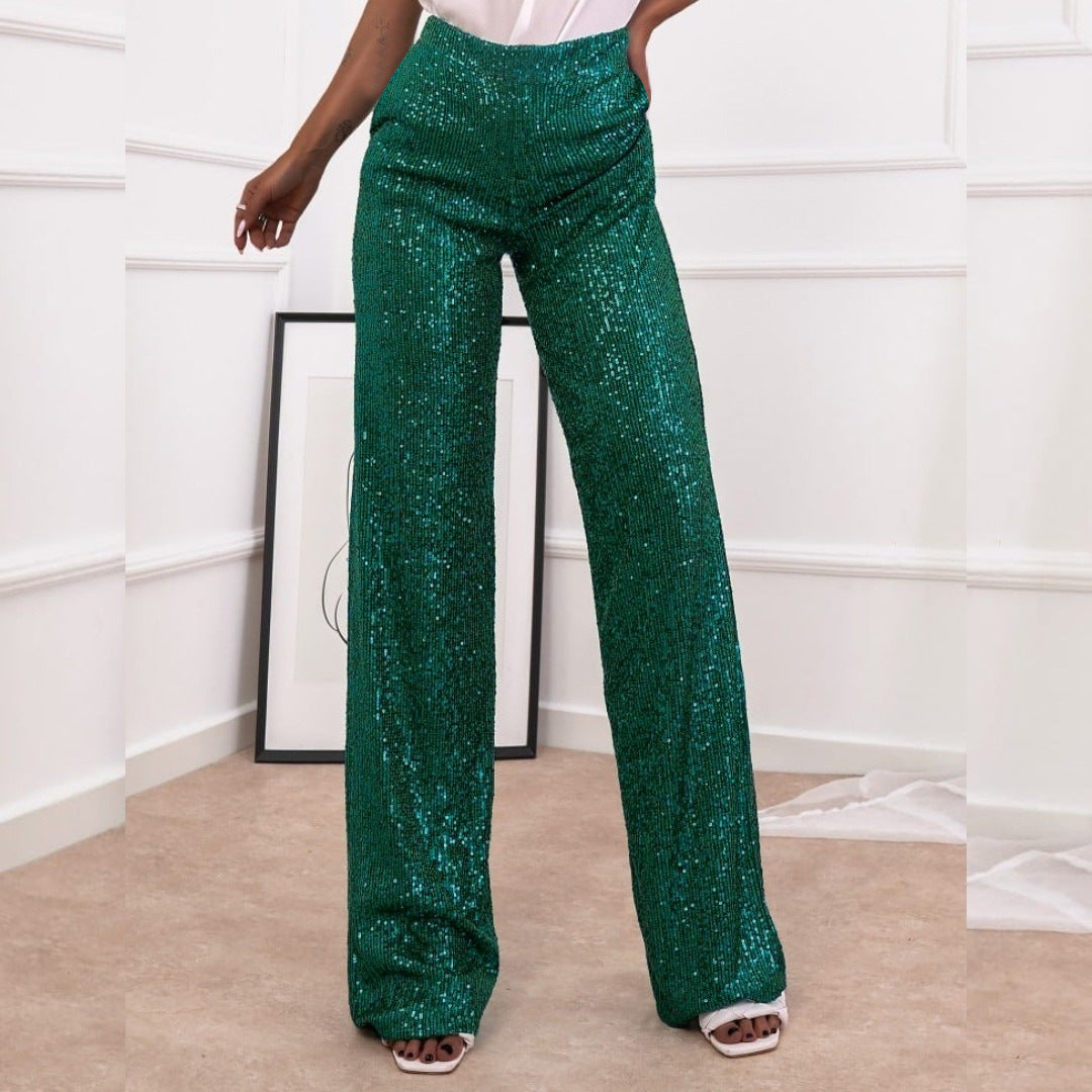Glittering Full Length Women's Evening Pants