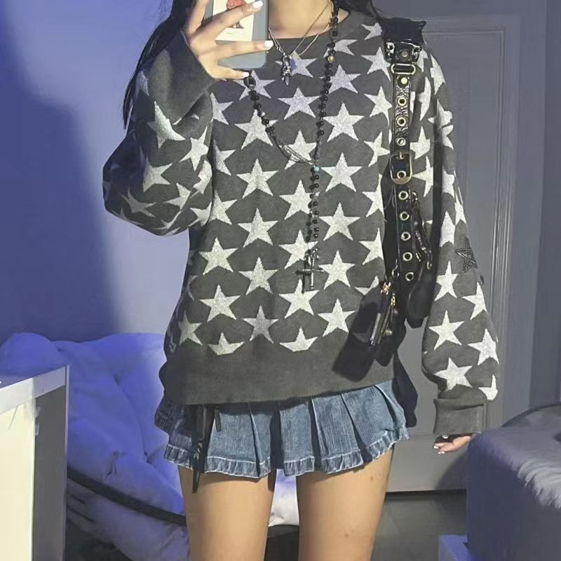 Comfy Women's Crew Neck Star Sweatshirt - EasyApparels