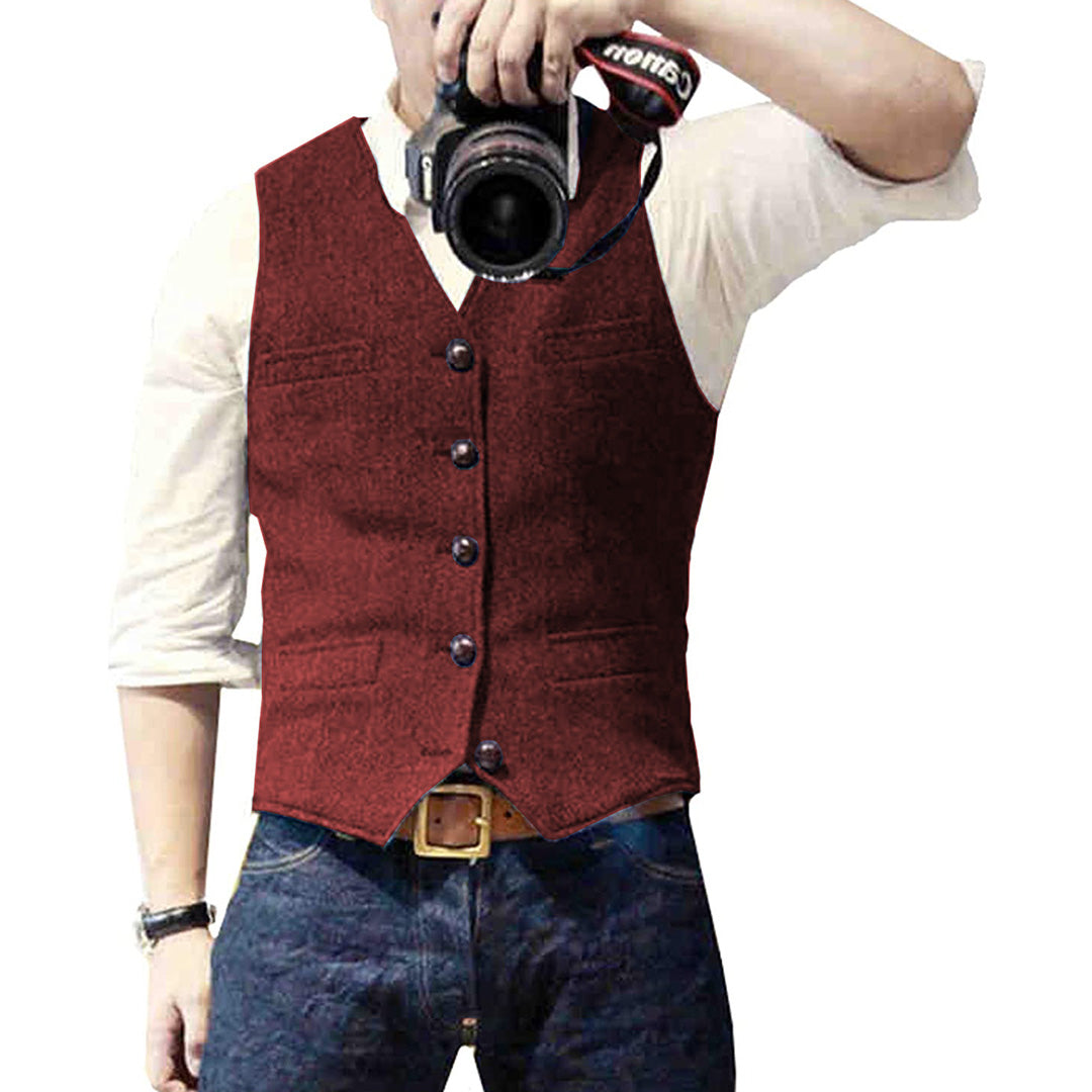 Casual Button Front Pockets Vest