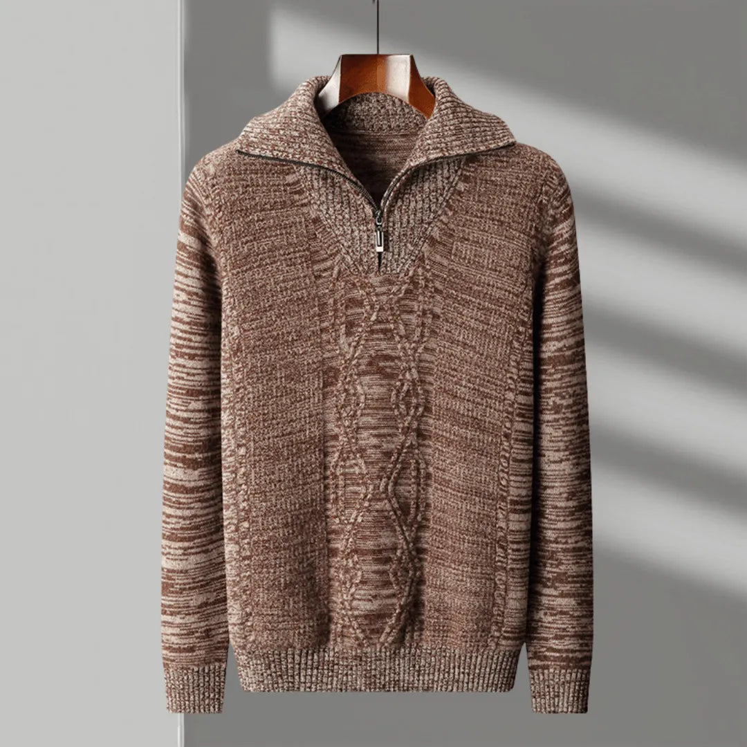 Warm Merino Wool Quarter Zip Pullover Sweater
