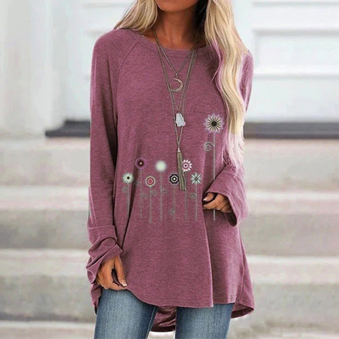 Comfortable Floral Embroidered Pullover Sweatshirt