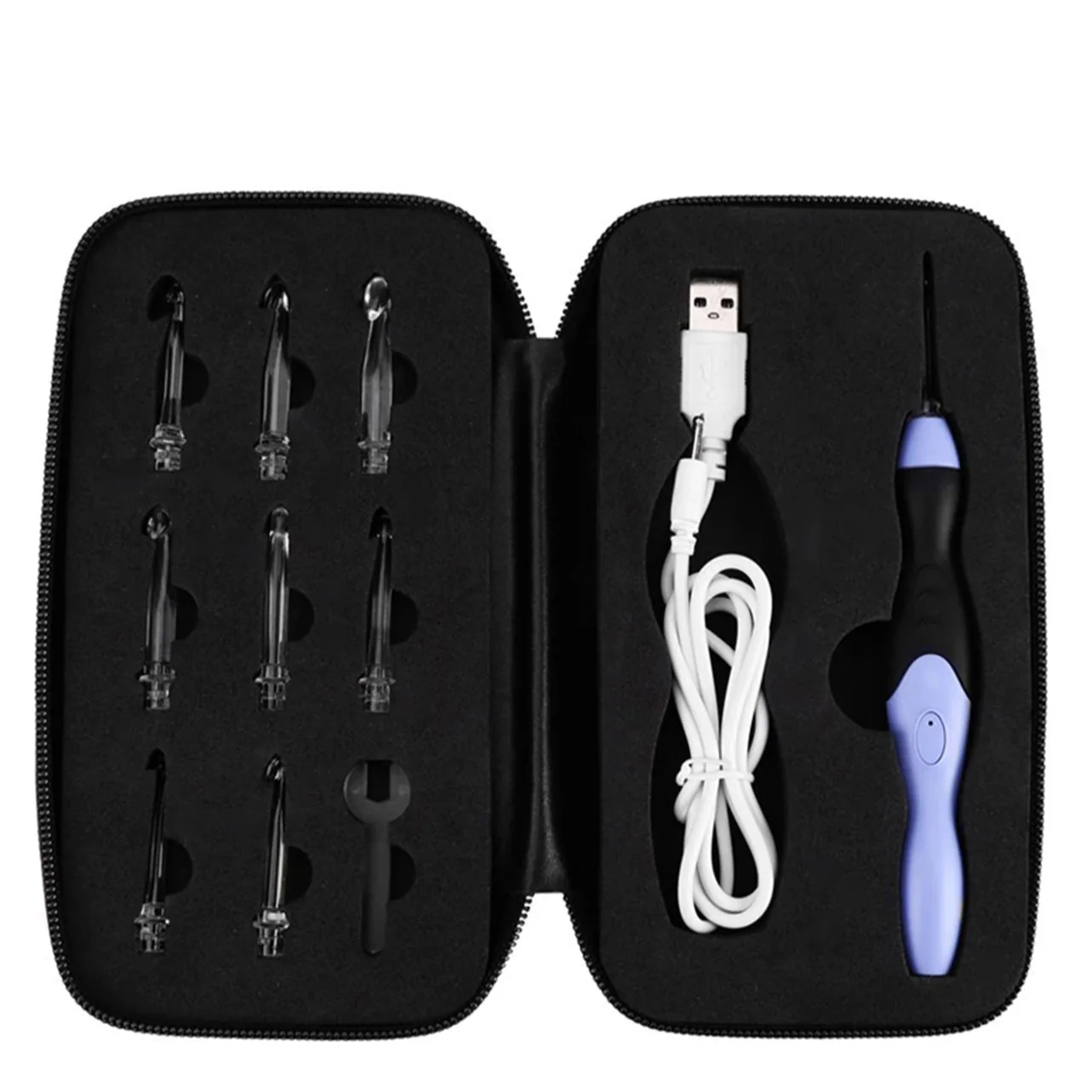 Colorful LED Crochet Hook Set - Rechargeable Knitting Tool Kit - Luxicro
