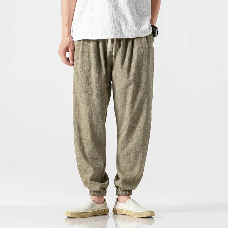 Relaxed Fit Men's Linen Drawstring Pants