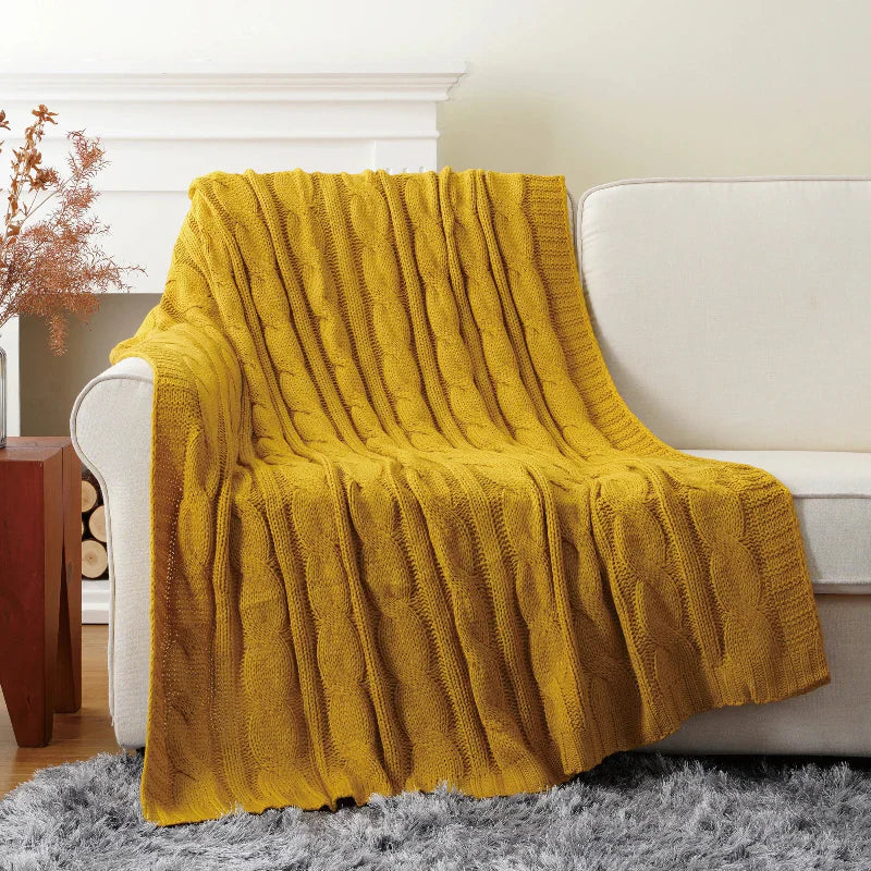 Soft Plush Cable Knit Blanket