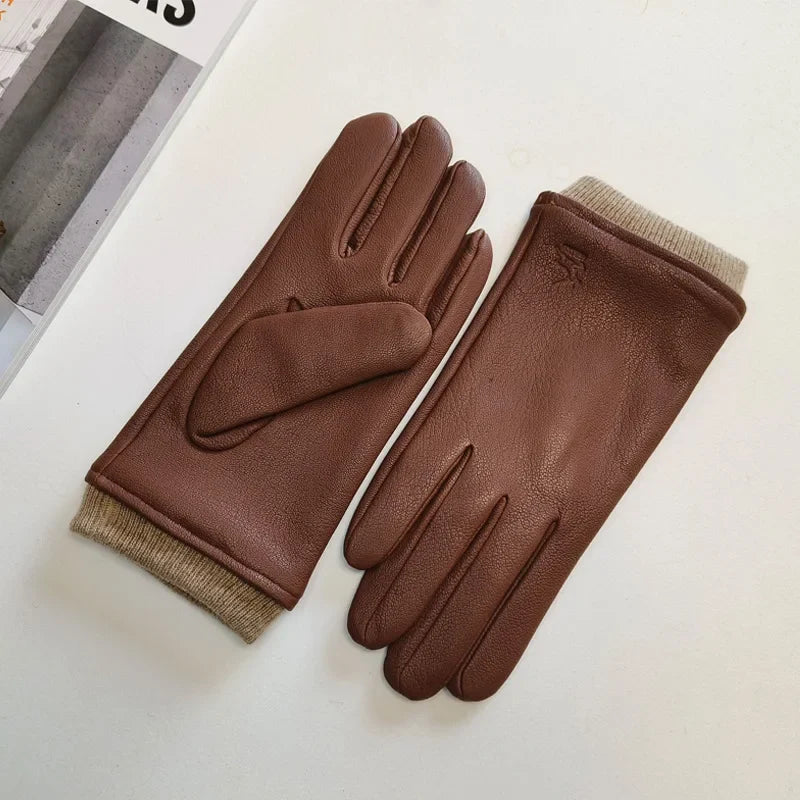 Warm Insulated Synthetic Leather Gloves