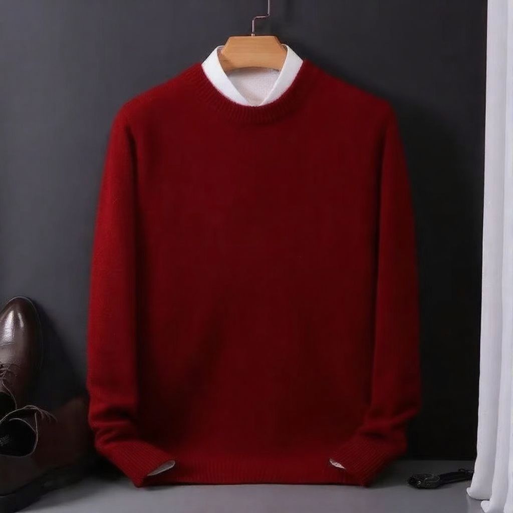 Large Soft Cashmere Crew Neck Sweater for Men