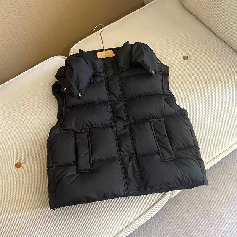 Warm Women's Down Puffer Vest - Hip Length