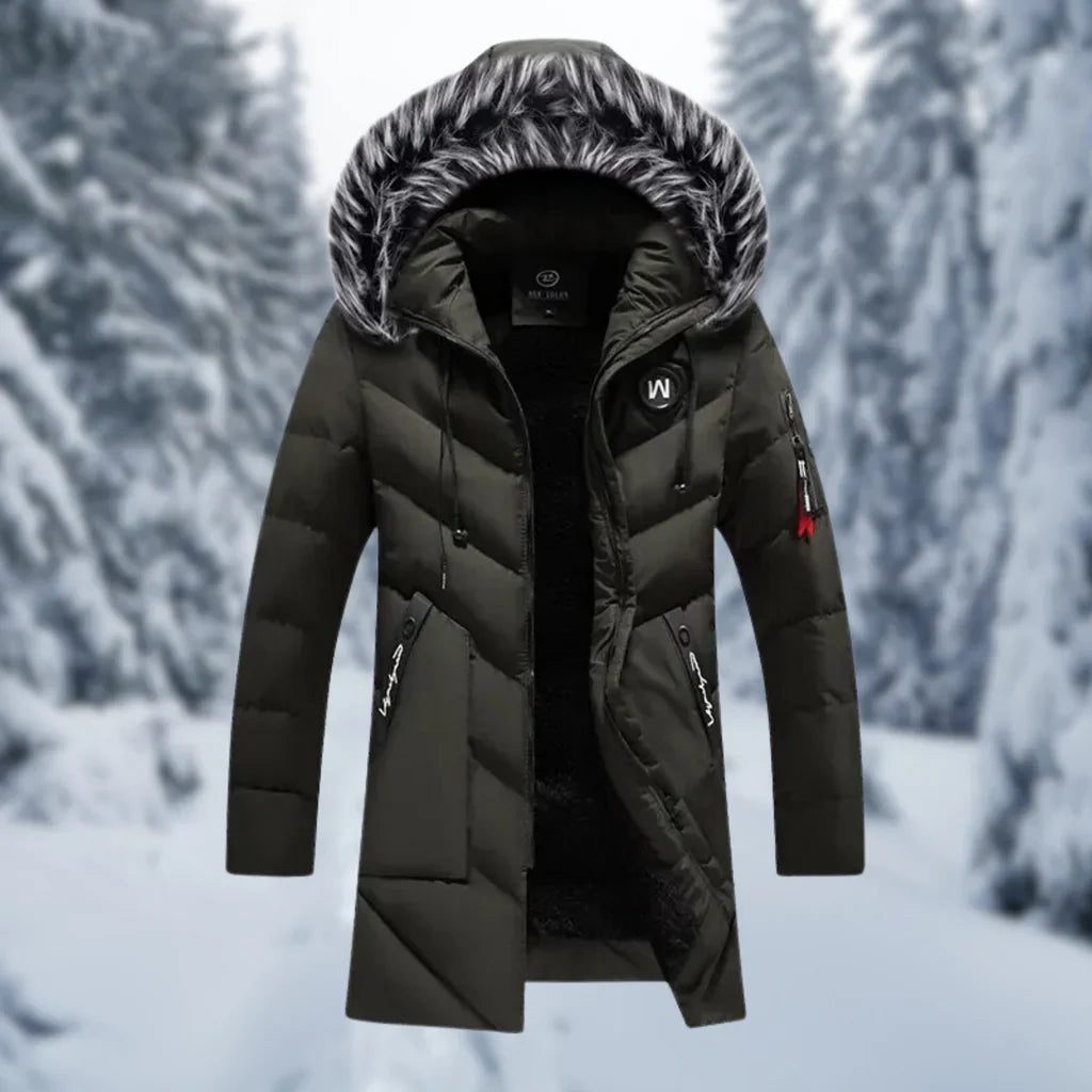 Warm Padded Men's Parka Jacket with Hood