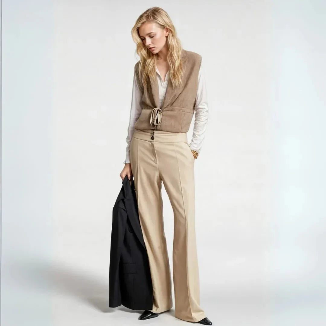 Women's Open Front Belted Vest Jacket - EasyApparels