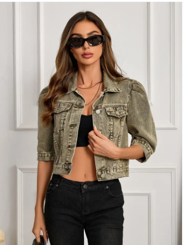 Fashionable Ladies Denim Jacket - EasyApparels