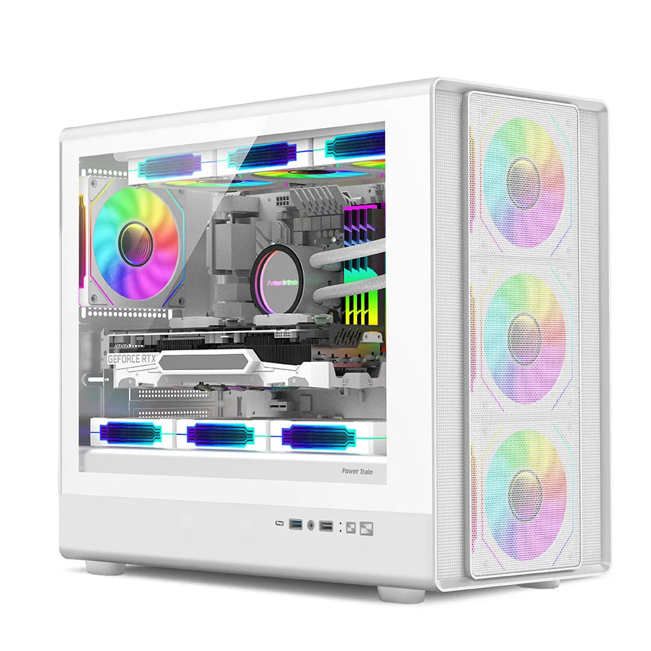 Compact Gaming PC Case Glass Panel 360mm Liquid Cooling