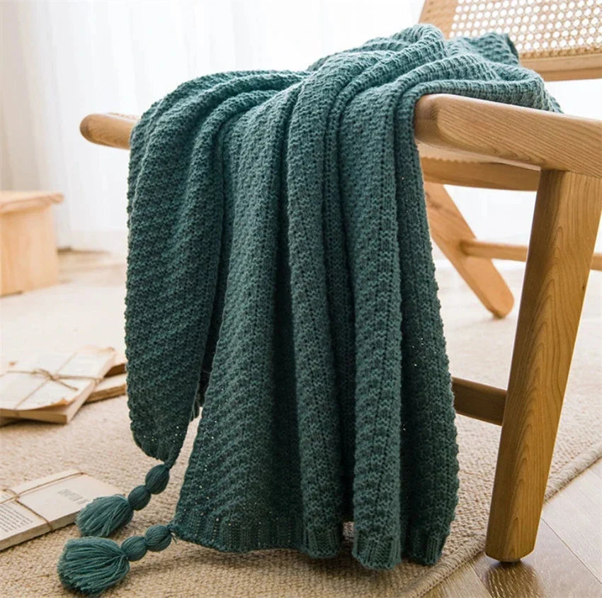 Soft Plush Throw Blanket with Fringe