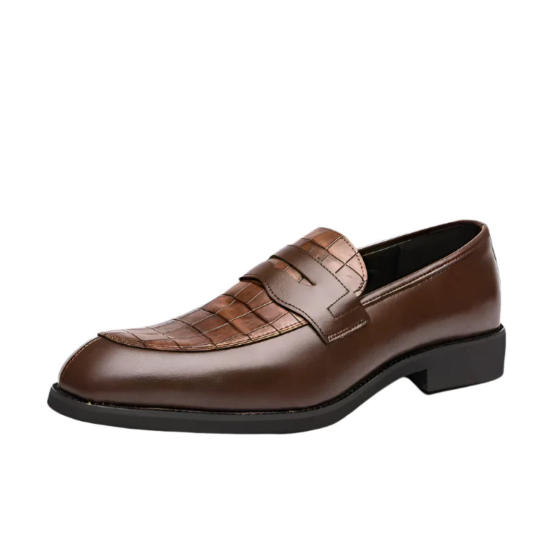 Leather Crocodile Slip On Shoes