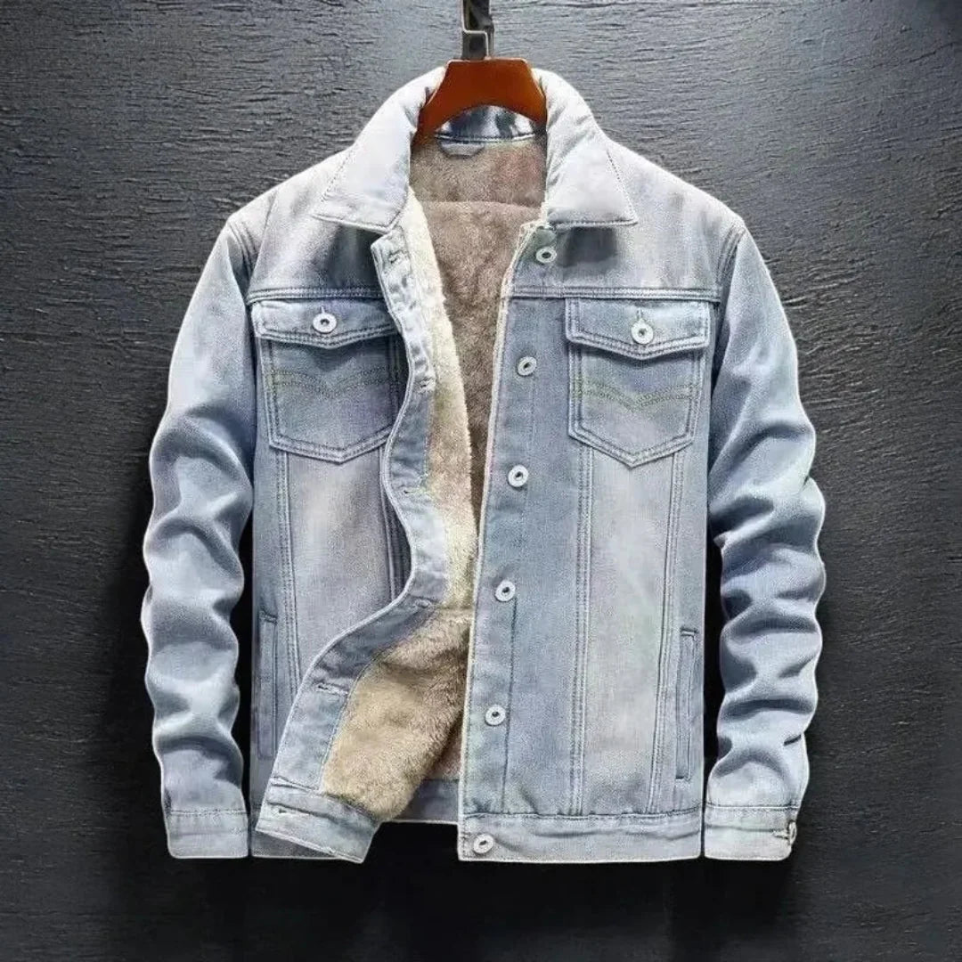 Warm Fleece Lined Blue Jean Jacket