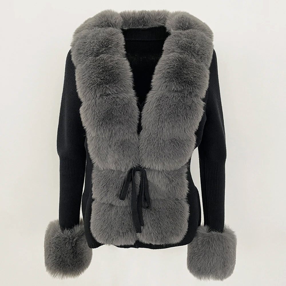 Luxurious Snowy Faux Fur Cardigan