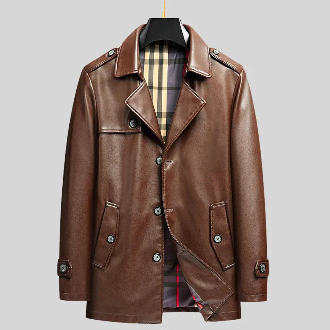 Luxury Synthetic Leather Coat