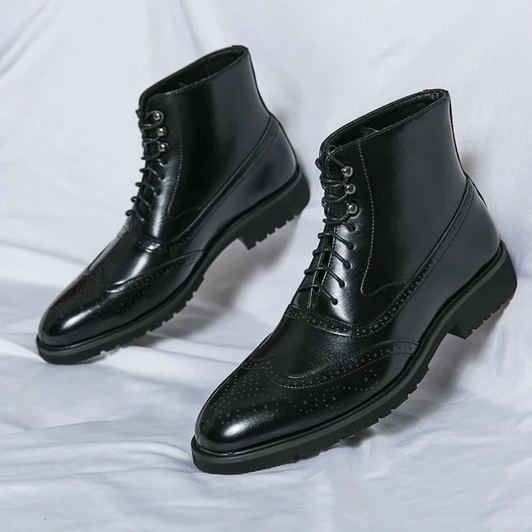 Luxury Leather Wingtip Boots