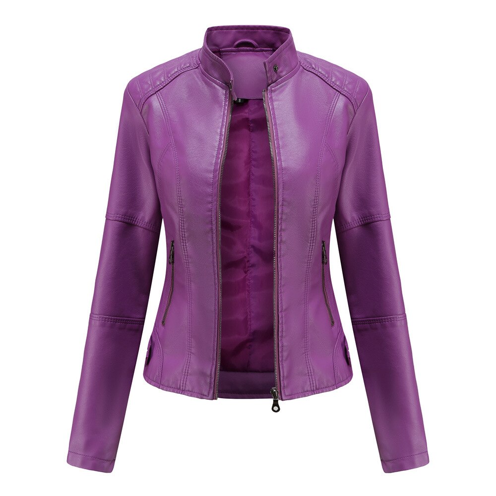 Women's Fitted Mandarin Collar Zip Jacket
