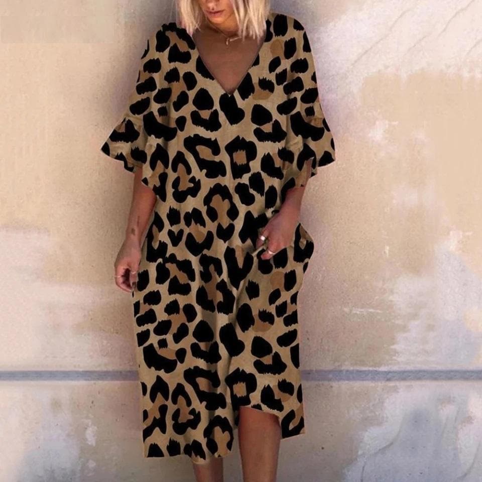Women's Plus Size Leopard Print Maxi Dress