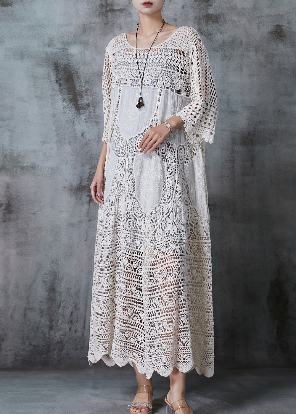 Loose Fit Women's Lace Dress – Elegant Comfortable Style - EasyApparels