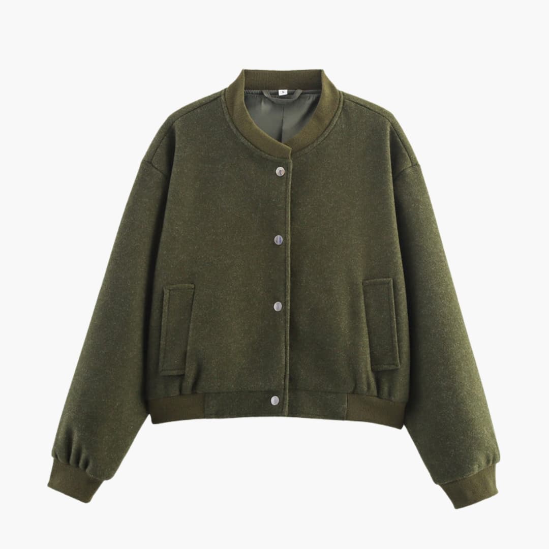Ladies' Fit Bomber Coat with Stretch Cuff and Side Pockets