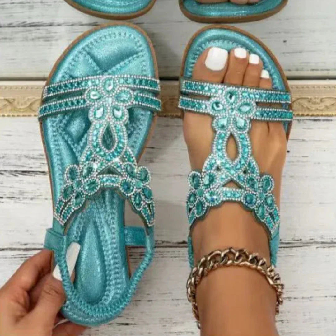 Glittery Buckle Strap Sandals